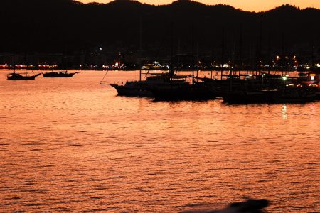 marmaris harbor at sunset, muğla province, southwest turkey, mediterranean.